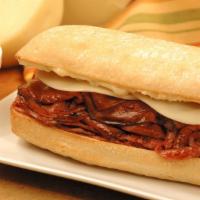 Murphy's French Dip · Thinly sliced prime rib, provolone cheese and creamy horseradish sauce on ciabatta bread, se...