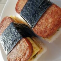 Spam Musubi · The one and only SPAM MUSUBI!!! Pan seared spam deglazed with unagi sauce. Served on 4oz of ...