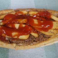 Old School Italian Cheesesteak · Onions, peppers, mayonnaise, ketchup, fries.