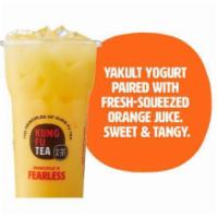 Yogurt Orange Juice · Smooth and sweet Yakult mixed with refreshing, fresh squeezed orange juice. Bright and Fresh.