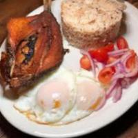 Dasilog · Fried marinated milkfish, garlic rice, and eggs.