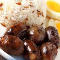 Longsilog · Filipino pork sausage, garlic rice, and eggs.