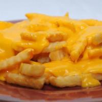 Cheese fries · Served w ketchup