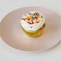 Funfetti cupcake  · Vanilla cake with sprinkles inside 