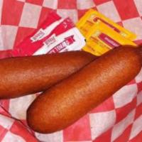 Corn Dogs · 2 corn dogs served with ketchup & mustard.