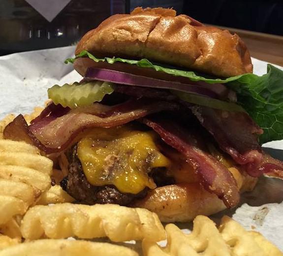 Bacon Burger · 3 thick slices of freshly grilled bacon, mayo and your choice of American, cheddar or Swiss.