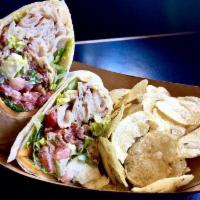 Turkey Bacon Ranch Wrap · A large tortilla stuffed with turkey, bacon, cheddar, lettuce, tomato and ranch