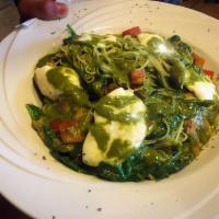 Chicken Pesto · Sauteed chicken breast with spinach, topped with fresh mozzarella and garlic homemade pesto ...