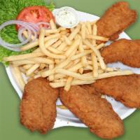 22. Deditos de Pollo con Papas Fritas · Chicken fingers with french fries.