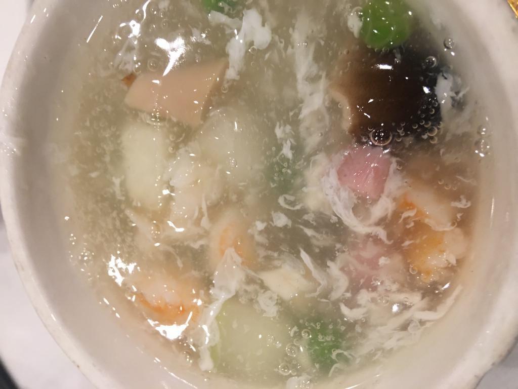 S7. Chinese Ham With Winter Melon Soup 八寶冬瓜湯 · Guord soup.