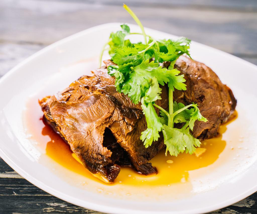 A22. Five-Spiced Braised Sliced Beef 五香牛肉 · Beef with cinnamon, fennel seeds, star anise, Sichuan peppercorn and cloves.