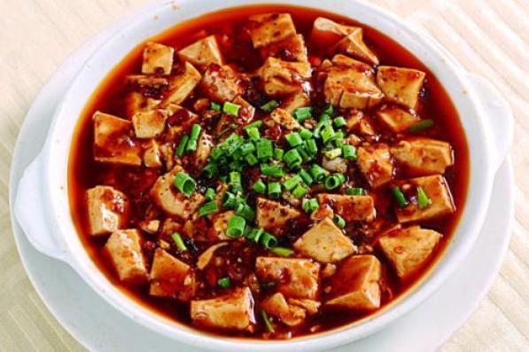 V9. Bean Curd Szechuan-Style 麻婆豆腐 · Served with minced pork. Spicy.
