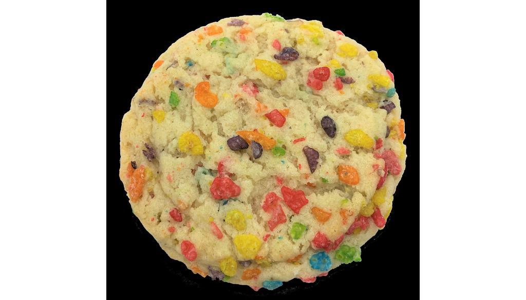 Fruity Pebbles Cookie · A mash-up of a fruity crispy treat and a sugar cookie