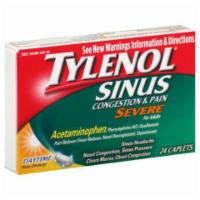 Tylenol Sinus Congestion & Pain 24 count · Tylenol Sinus Severe Daytime Caplets offer temporary relief of symptoms associated with hay ...