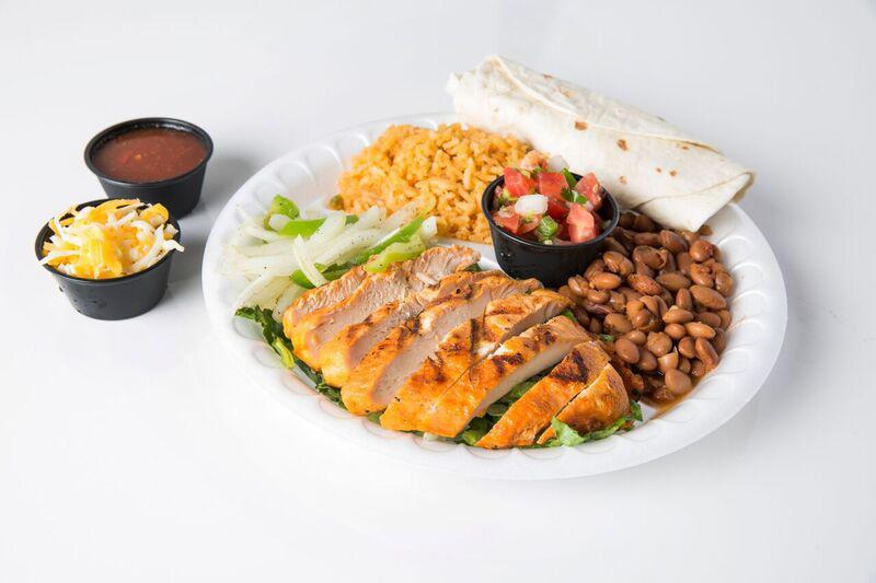 Fajita Plate · Choice of chicken, beef of combo fajitas served with: grated cheese, peppers and onions, fresh pico and flour tortillas.