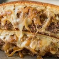 Patty Melt · 1/3 lb. burger, American and Swiss with grilled onions on Texas toast.