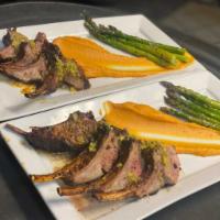 Cilantro Parmesan Lime Crusted Lamb Chops · Pan seared lamb with your choice of 2 sides. 