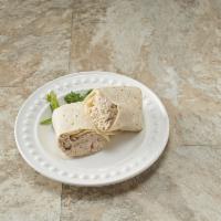 White Albacore Tuna Salad Wrap · Plum tomato, roasted peppers and romaine lettuce in a whole wheat wrap.