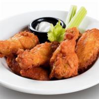 17. Chicken Wings · 5 pieces. Buffalo or BBQ, served with blue cheese.