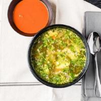 Chicken Chipotle Soup · Chickpeas, carrots, celery, cilantro, shredded chicken breast, shredded mozzarella cheese, s...