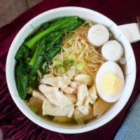 Chicken Noodle Soup · Savory light broth with noodles.  