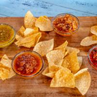 Chips and Salsa · Fresh tortilla chips and your choice of two house made salsas.