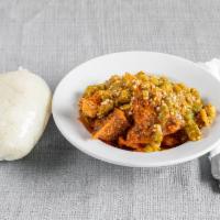 Okro Soup with Pounded Yam Nigerian Food · 