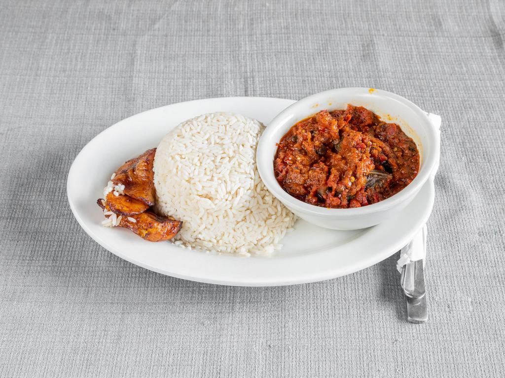 Ofada with White Rice Nigerian Food · 