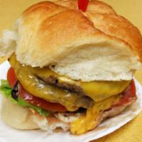 Big Ed Burger · Double California burger with cheese on a hard roll