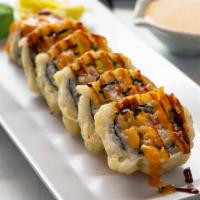 Fried California · Deep fried crabmeat and avocado topped with sesame, spicy mayo and eel sauce