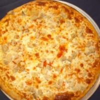 Spicy Buffalo Chicken Pizza · Light layer of our famous wing sauce topped with mozzarella cheese & diced chicken.