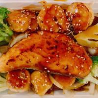 Seafood Teriyaki Dish · Marinated and grilled shrimp, scallop and salmon.