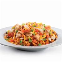 El Mexicana Bowl · Chicken sauteed green peppers and onions, reduced fat cheddar, salsa, tomatoes and scallions...