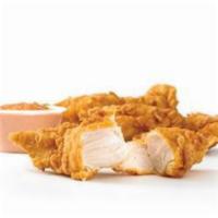 Kid's 2 Pieces Chicken Tender Meal · 2 of our juicy chicken tenders served with your choice of signature sauces.