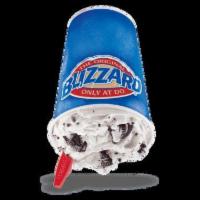 Oreo Blizzard Treat · Oreo cookie pieces blended with creamy vanilla soft serve.