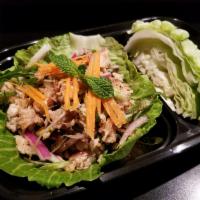 Larb Salad · Ground chicken, pork, or beef with red and green onions, cilantro and mint tossed in tangy t...