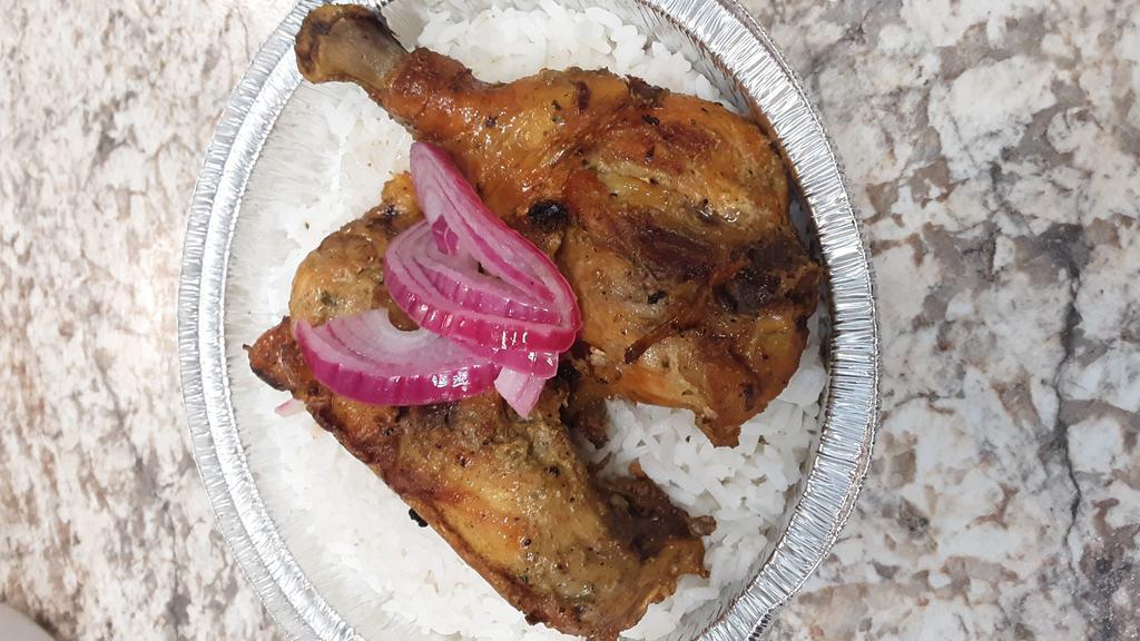 LUNCH POLLO A LA BRASA/ ROASTED CHICKEN  · Served con rice and BEANS and free soda