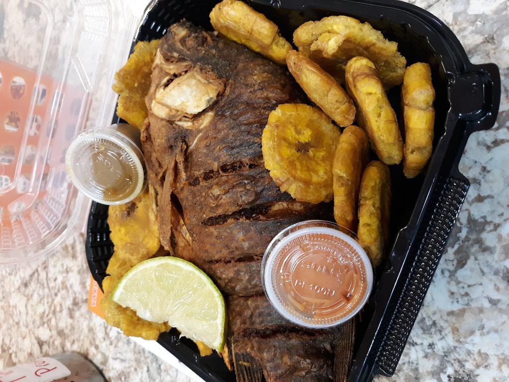 PEZCADO ENTERO FRITO/FRIED WHOLE TILAPIA · WHOLE TILAPIA FRIED AND SERVED WITH TOSTONES OR FRIES