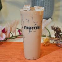 A6 Coffee Milk Tea · Made with assam black tea and two shots of espresso, mixed with non-dairy creamer.