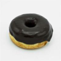 Vegan Chocolate Ring · Vegan raised yeast doughnut with chocolate frosting.