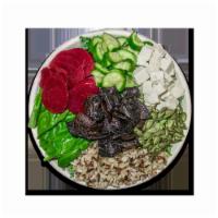 Grandma Bowl · (🌱 Vegan) Kale, Wild Rice, Basil, Cucumber, Beets, Pumpkin Seeds, Tofu, Portobello Mushroom...