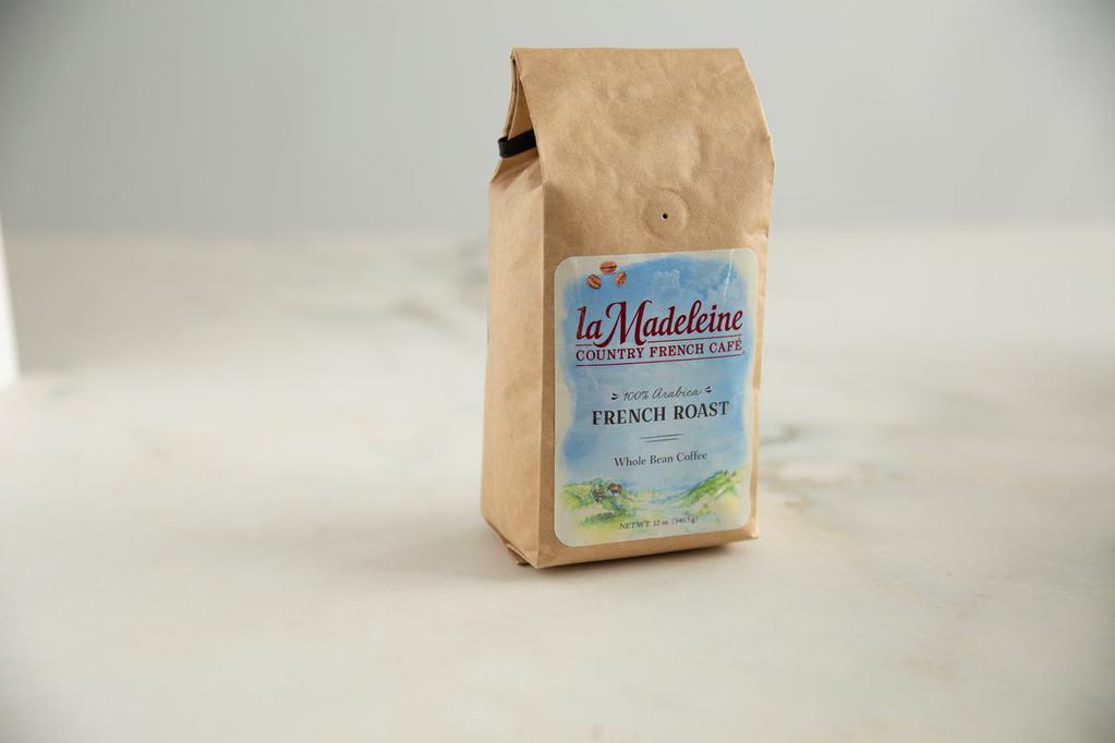 French Roast Coffee · A 12 ounce bag of a unique blend of 100% Arabica beans mixed exclusively for la Madeleine.