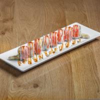 Temptation Roll  · Crab meat, cream cheese, avocado, fried shrimp on top crab stick spicy sauce, spicy mayo, sw...