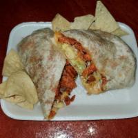 09 - Chicken Burrito · Packed with Chicken, Pico, Cabbage and Cheese in a Flour tortilla.  