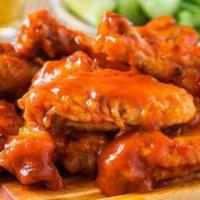 10 wings · 10 wings tossed in your favorite sauce.
Served with your choice of ranch or bleu cheese dip...