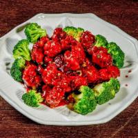 CH02. General Tso's Chicken · Morsels of spring chicken, marinated and coated in lotus flour then fried to golden brown an...