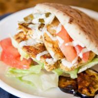 Israeli Grilled Chicken Sandwich · Grilled chicken with tahini.