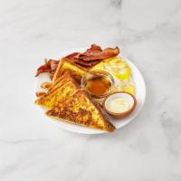 Hungry Ham Special · Choice of pancakes or French toast with eggs and choice of meat.