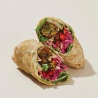 Falafel & Hummus Wrap  · Falafel, hummus, pickles, pickled cabbage & carrots, red peppers, and romaine in a 7-grain w...