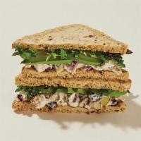Pret's Chicken Salad & Avocado Sandwich · Grilled chicken (ABF) tossed with cage-free mayo, whole grain mustard mayo, dried cranberrie...